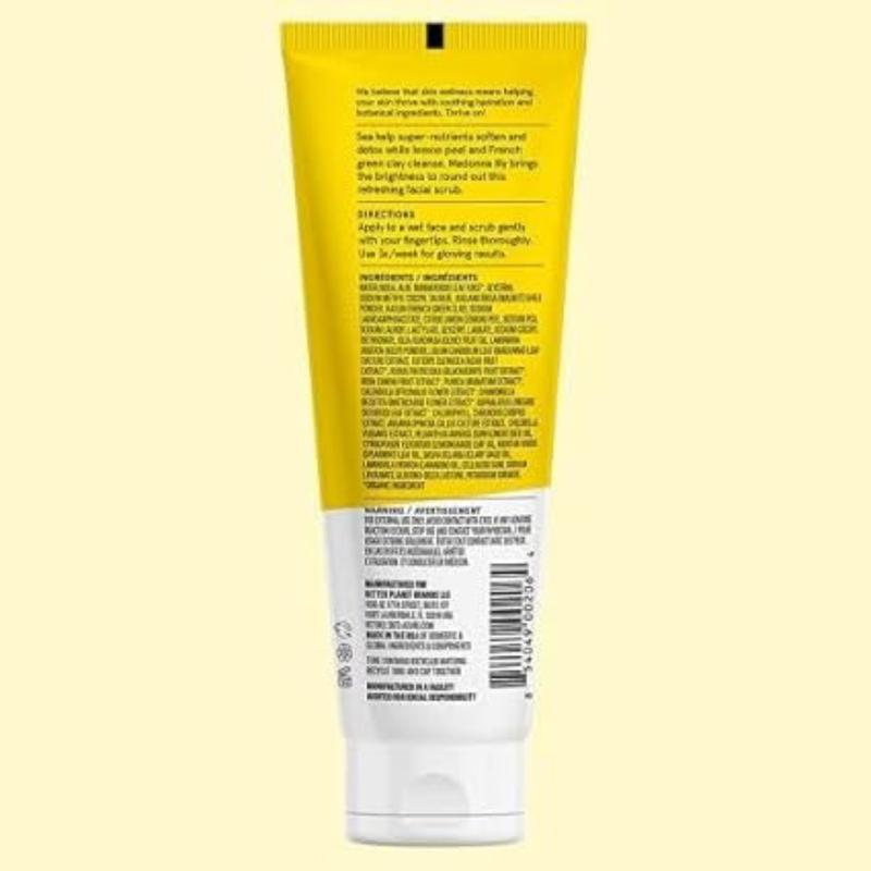 Acure Brightening Facial Scrub for a Youthful, Brighter, Radiant Complexion | With Sea Kelp & French Green Clay, 4 Fl Oz. Lemon Exfoliate Cleansing