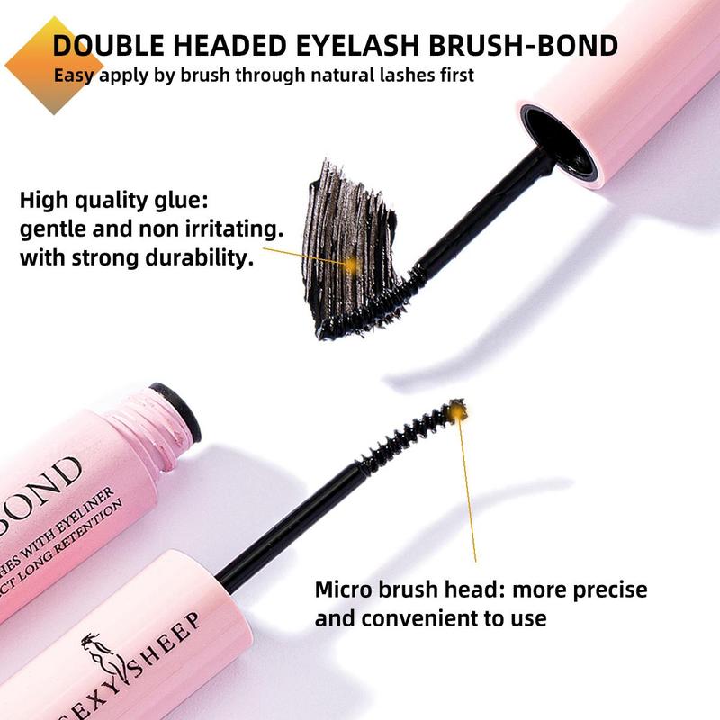 Eyelash Makeup Kit(11pcs set), Eyelash Cluster, Eyelash Bond & Seal, Tweezers, Eyebrow Trimmers, Cosmetic Bag & Adjustable Mirror, Eye Makeup Tools