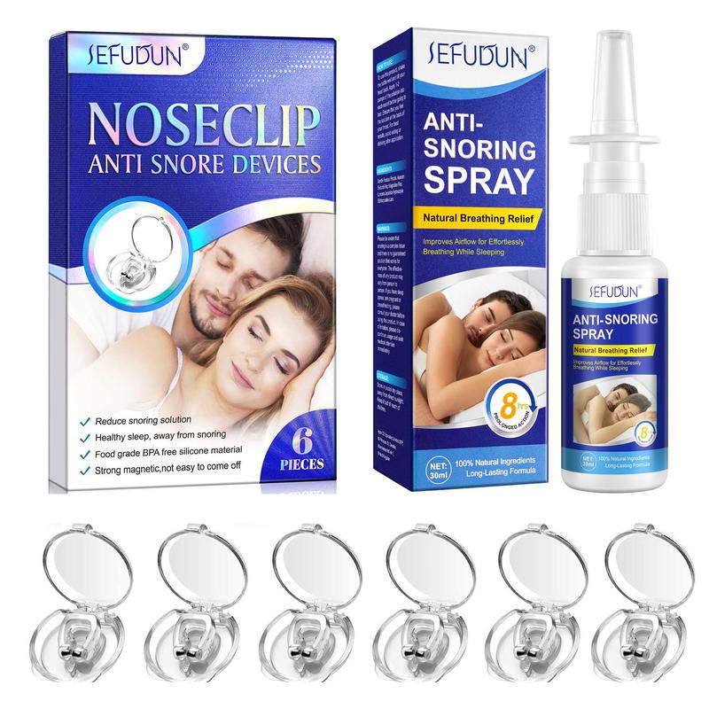 Anti Snoring Nose Clip & Spray Set, Effective Anti Snoring Nose Clip, Improve Sleep Quality, Easy Breathing at Night