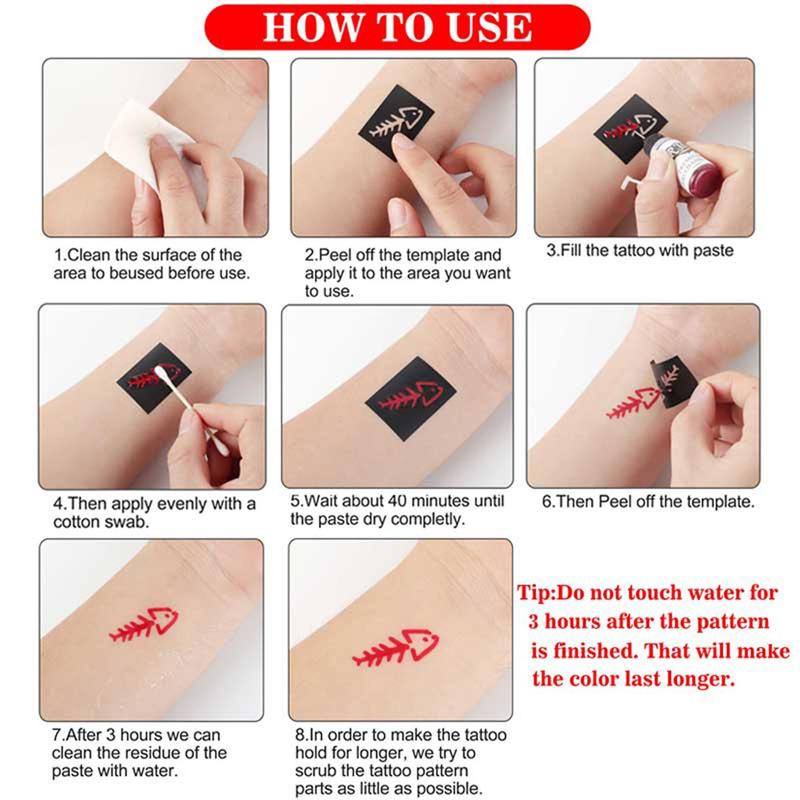 DIY Temporary Tattoo Makeup Kit, 8 Bottles Color Temporary DIY Ink & 102pcs Stencils Cosmetic Kit for Body Paint Fake Tattoos for Men & Women, Makeup Products, Christmas Gift