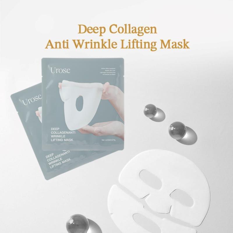 Urose-Collagen Face Mask - Hydrating Overnight Collagen Face Mask Deep Collagen Anti Wrinkle Lifting Mask - Pure Collagen Films for Improve Elasticity Firming And Moisturizing (5 pcs 1 Box) Skincare Skin Repair Comfort Moisturize