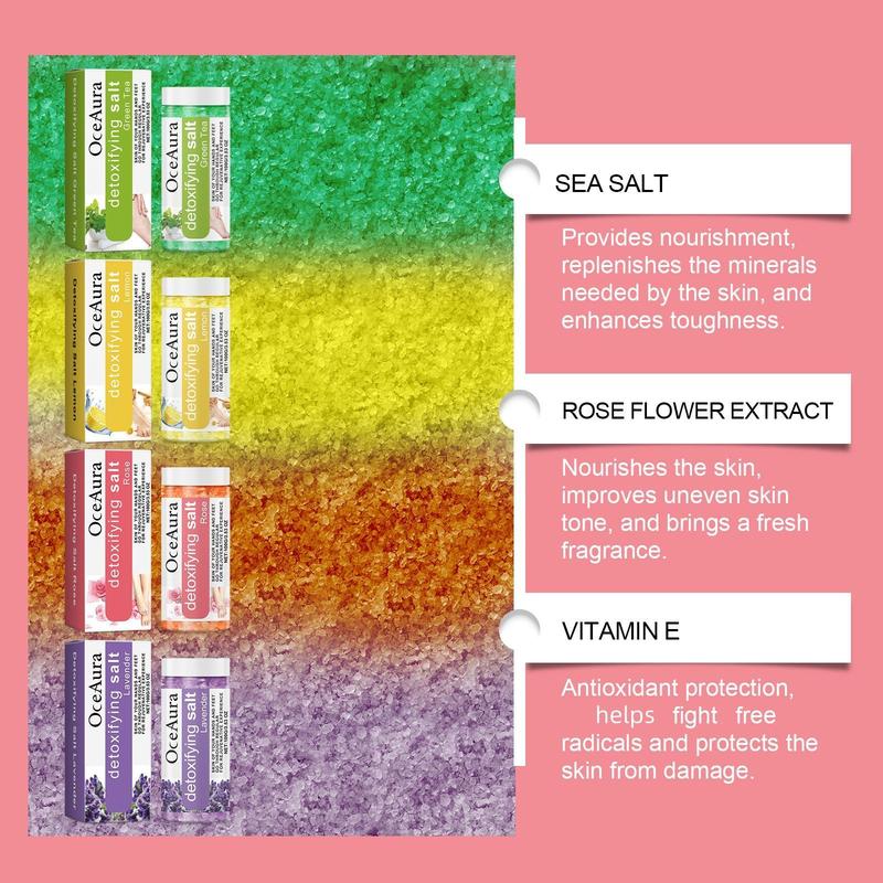 Rose & Lemon & Lavender & Green Tea Foot Soak Salt, 4 Counts set Gentle Cleansing Foot Soak Salt, Soft Moisturizing Skin Care Product for Women & Men