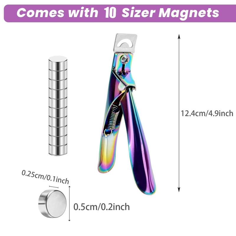 False Nail Clippers with Magnets, 1 Count Stainless Steel Nail Cutter with 10pcs Small Magnets for Home Salon Nail Art, Nail Art, Manicure & Pedicure Tools