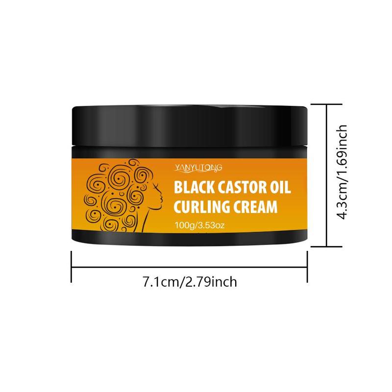 Black Castor Oil Curling Cream, Long Lasting Moisturizing Hair Cream, Hair Care & Styling Product for Women & Men, Christmas Gift