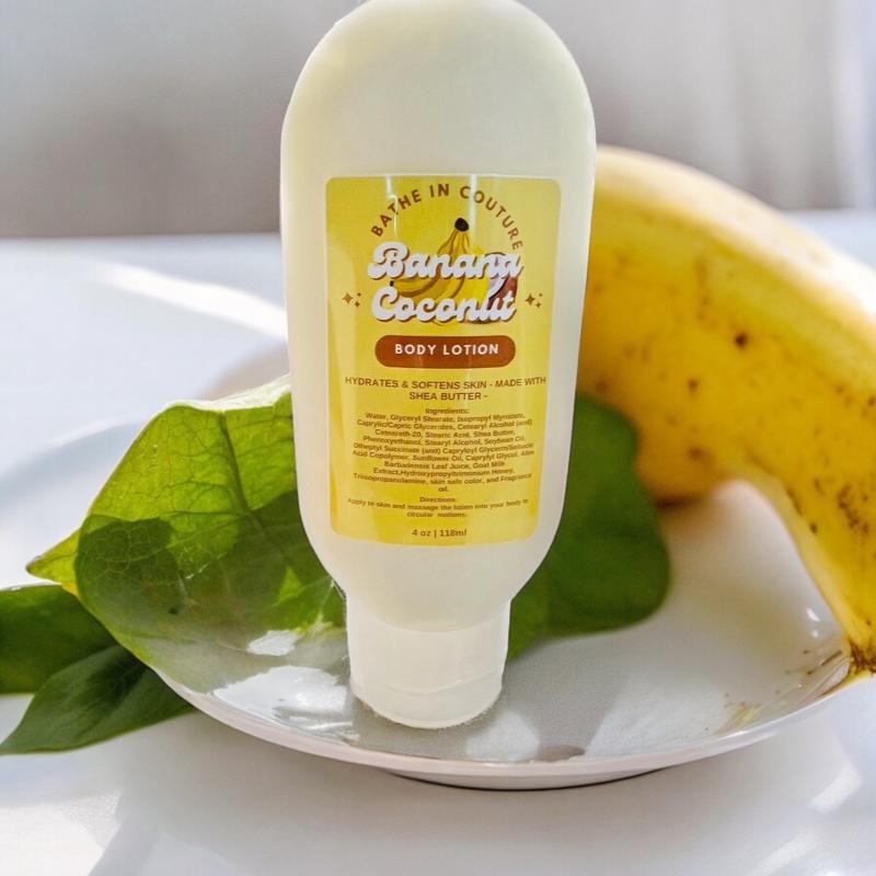 Banana Coconut Body Lotion Body Care Skin Care Smooth Scented Moisture Shea Butter Blend Moisturizer Honey Silky