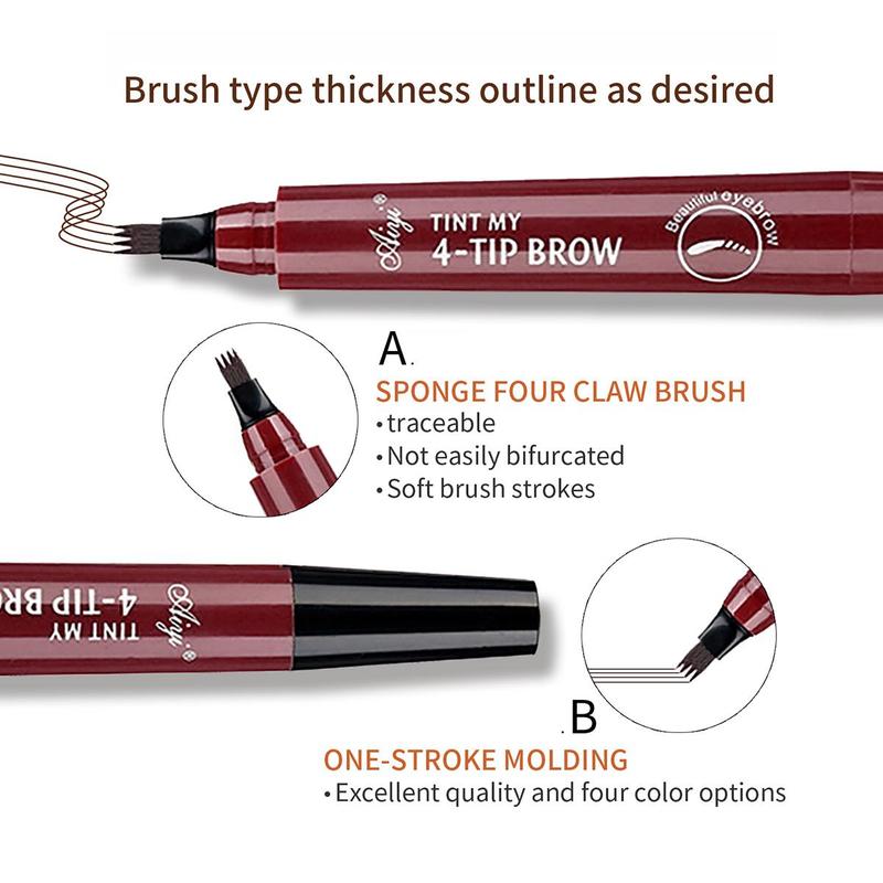 4 Fork Tip Liquid Eyebrow Pencil, 1 Count Waterproof Long Lasting Eyebrow Pen, Brow Styling Brush, Brow Shading & Filling Pencil, Eyebrow Pen, 4 Point Eyebrow Pencil Waterproof Eye Brown Makeup, Eye Brow Pen Cosmetic for Women