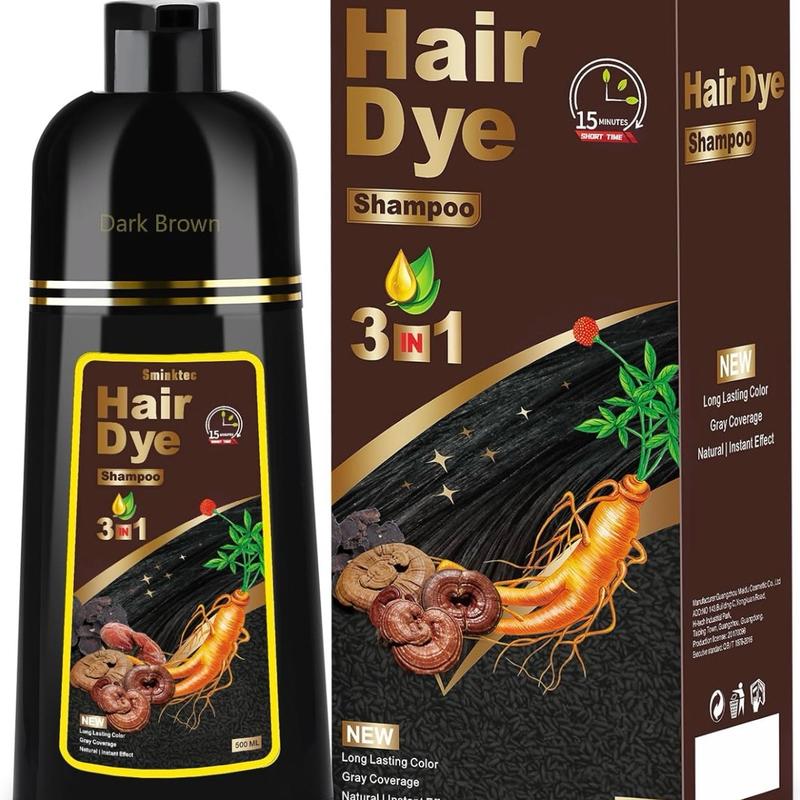 500ML LARGE 3in1 Natural Herbal Color shampoo , hair coloring natural Beard Mustache Natural Hair Color Shampoo Permanent Black Beard Dye , Black Hair dye i