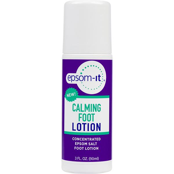 EPSOM-IT Calming Foot Lotion - Roll on Magnesium Sulfate Lotion for Tired Feet & Ankles, Leg Cramps & Achy Feet - Topical Epsom Salt with Urea to Soften Tough Skin and Cracked Heels, 3.0 oz