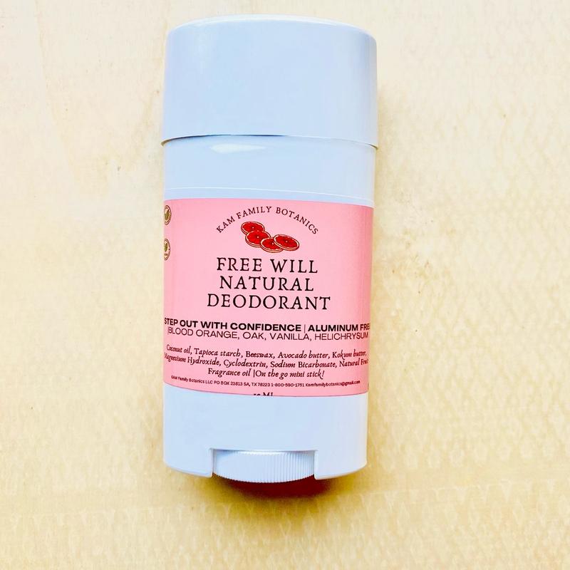 Free Will All Natural Aluminum Free Deodorant Blood Orange Vanilla Organic Body Care