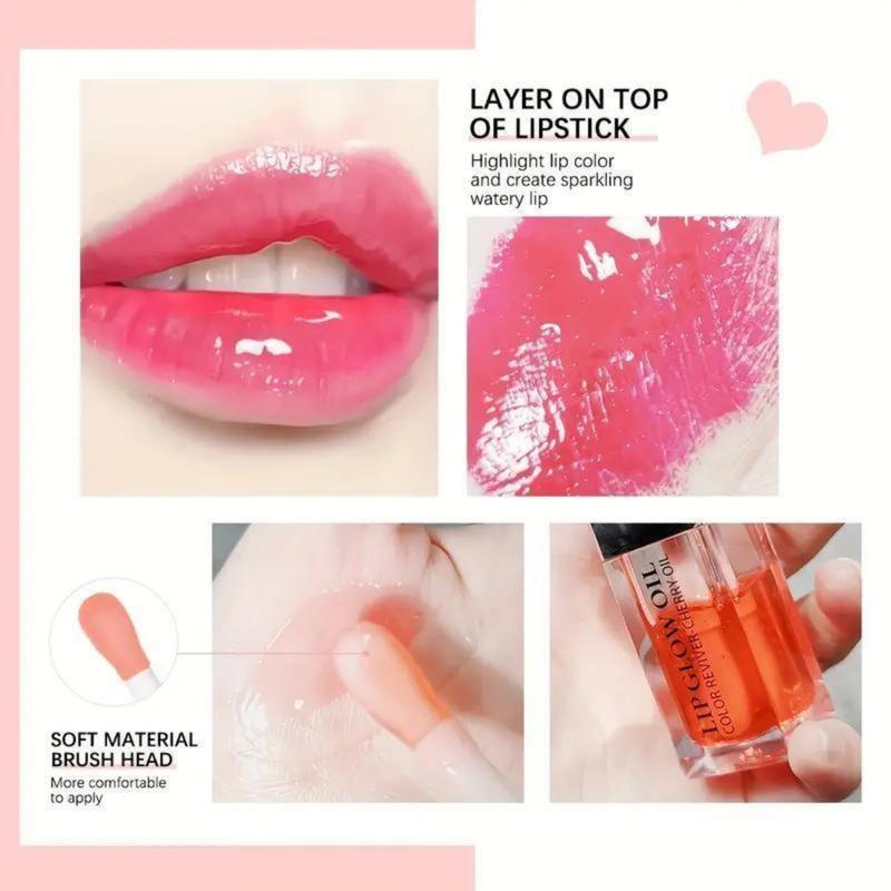 Hydrating Lip Glow Oil - Moisturizing Plumper Gloss, Transparent Tinted Balm for Nourishing Care - Clear Lip Gloss for Moisture and Comfort