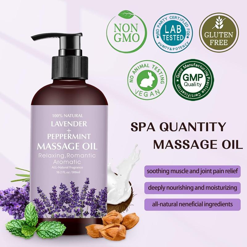 Massage Oil with Lavender Almond Peppermint and Coconut Massage Oil Ideal Body Oil for Skin Moisturizing for Men and Women 5.1 fl.oz