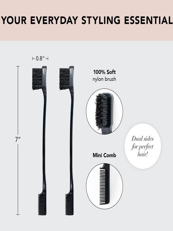 Double-sided  Edge & Back Brushing (5pcs), Hair Styling Brush, Professional Hair Styling Tool for Women & Girls