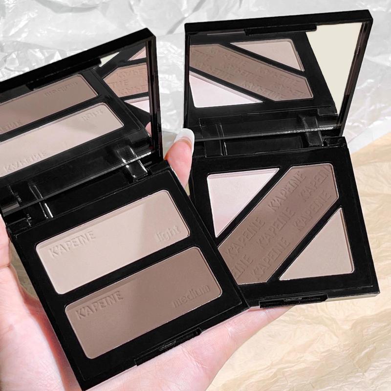 2-color Contour Palette, 2 in 1 Highlighter & Contour Palette, Long Lasting Highlighter Makeup Palette, Soft and Lightweight Highlighting and Shadowing Powder