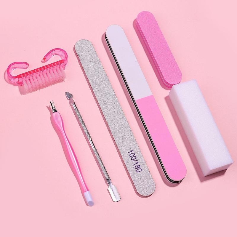 7pcs Nail Cleaning Kit with Nail Files Nail Brushes, Portable Manicure Kit Pedicure Kit, Nail Polishing, Nail Care & Nail Art