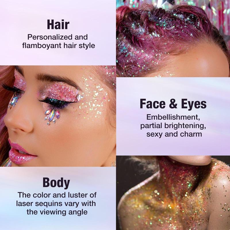 8 Color Body Glitter Palette, 2 Boxes Multi Purpose Makeup Festival Shiny Gel Sequins Palette, Shimmering Facial Makeup Products for Music Party