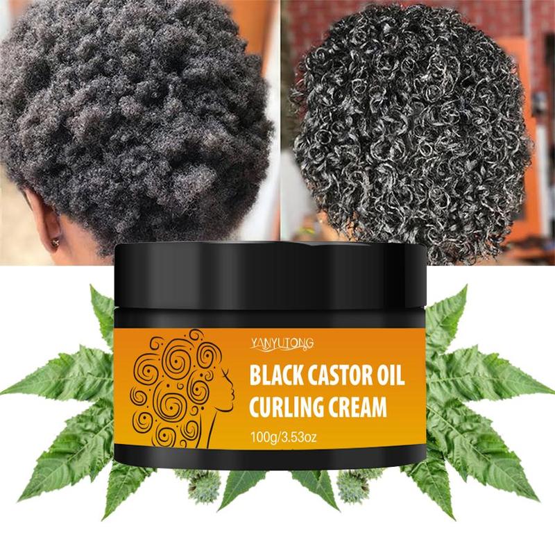 Black Castor Oil Curling Cream, Long Lasting Moisturizing Hair Cream, Hair Care & Styling Product for Women & Men, Christmas Gift