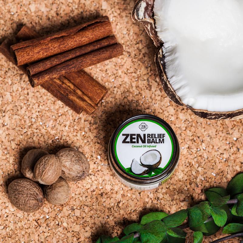 ZEN Balms Concentrated Coconut Aromatherapy Relief Balm for Wellness Fitness and Health Essential Treatment Body Care Oil