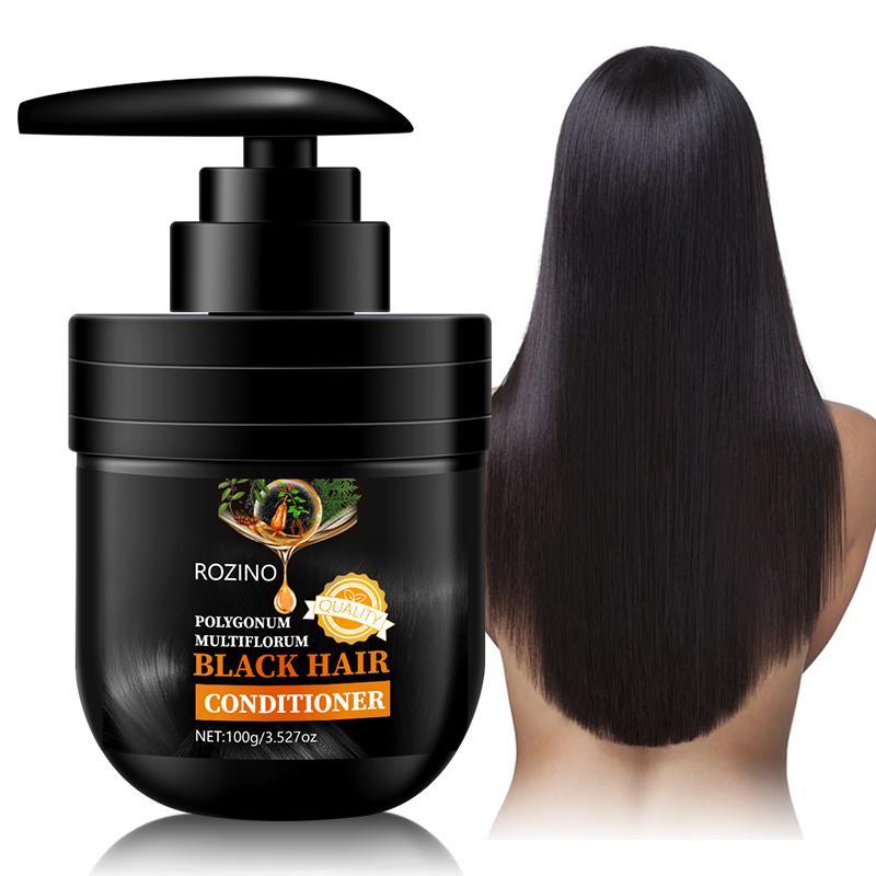 100g Pressed Jar Black Hair Conditioner for Purify Scalp, Polygonum Multiflorum Extracts Hair Care Product for Strengthen Hair & Nourishing Hair Follicles, Hair Conditioner for Women & Men