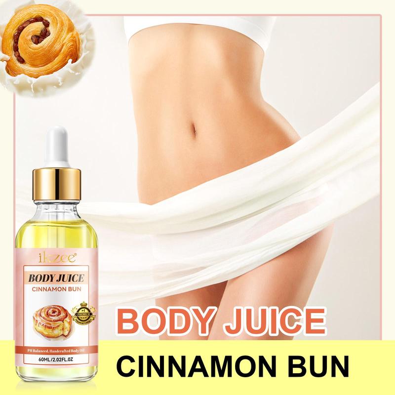 Cinnamon Bun Body Juice Oil, 2 Counts Handcrafted Body Oil, Handmade Body Care Oil, Fragrance Oil, Embrace Your Essence