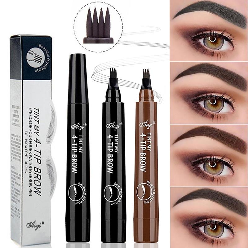 4 Fork Tip Liquid Eyebrow Pencil, 1 Count Waterproof Long Lasting Eyebrow Pen, Brow Styling Brush, Brow Shading & Filling Pencil, Eyebrow Pen, 4 Point Eyebrow Pencil Waterproof Eye Brown Makeup, Eye Brow Pen Cosmetic for Women