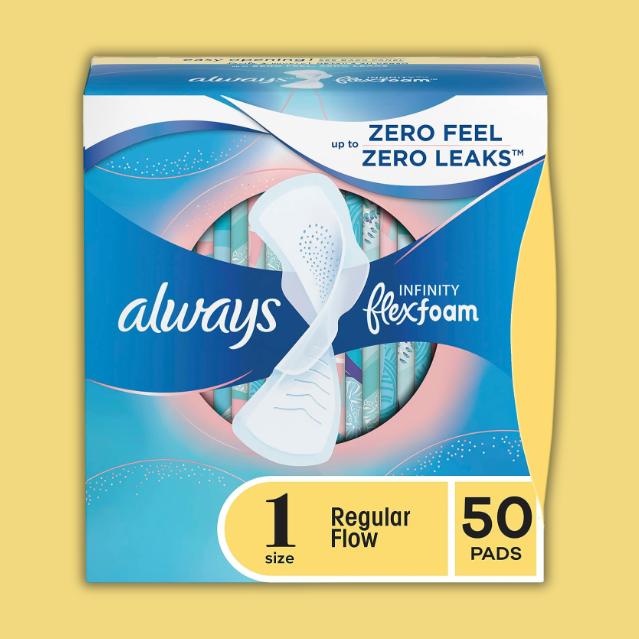 Always Infinity Feminine Pads for Women, Size 1 Regular, with Wings, Unscented - Comfort