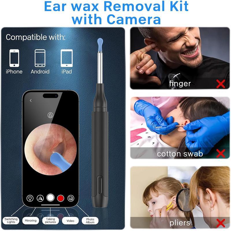 Ear Wax Removal Tool with Camera, Ear Cleaning Tool with 6 Counts Ear Pick, Ear Cleaning Tool with Light for Home & Travel