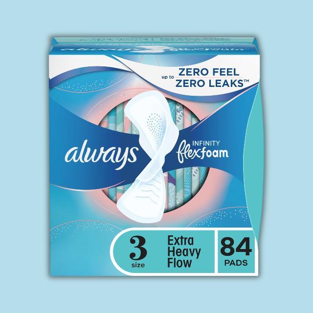 Always Infinity Women's Extra Heavy Flow Feminine Pads with Wings, Unscented, Size 3, 28 Count x 3 Packs (84 Count Total) - Comfort