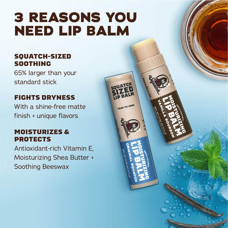 Dr. Squatch - Lip Balm 4-Pack - Lip Care for Men Moisturizing Skincare