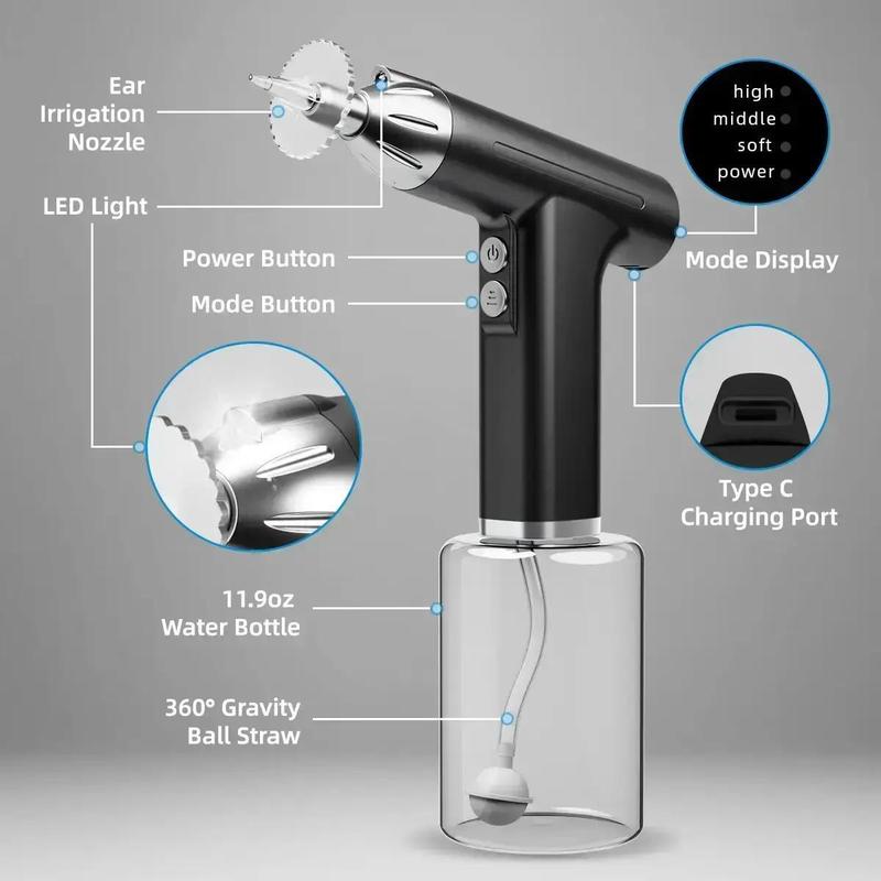 Electric Ear Wax Removal Kit, 1 Count Ear Cleaning Kit with 4 Pressure Modes, Safe & Effective Ear Irrigation Flushing System