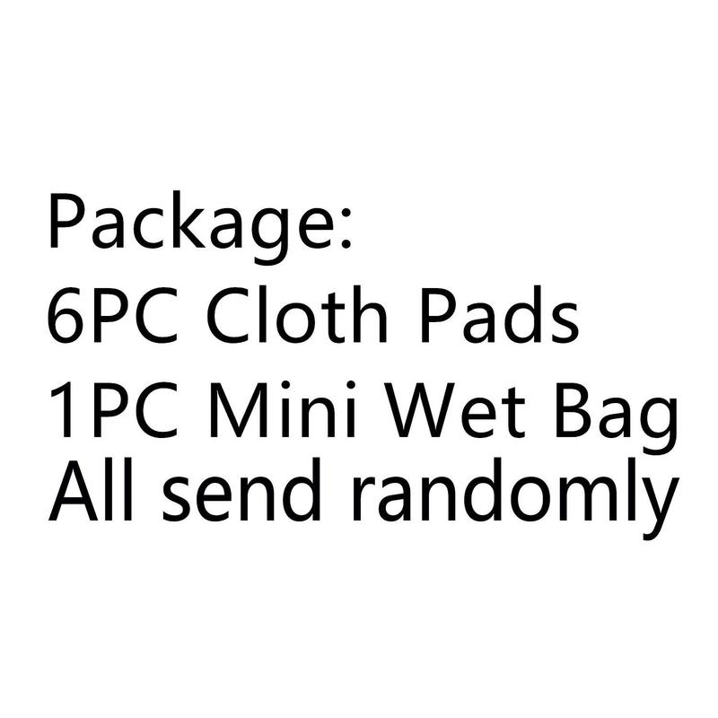 7pcs Set Including 1pc Mini Wet Bag +6pcs Bamboo Charcoal Cloth Menstrual Pads Reusable Sanitary Pads Mama Panty Liners (All Randomly Prints) Waterproof Comfort