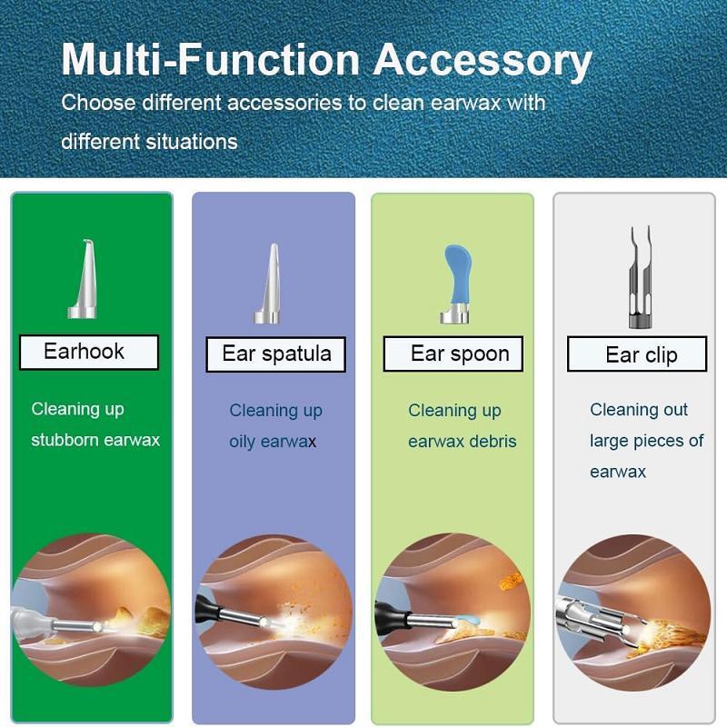 Ear Wax Removal Tool with Camera, Ear Cleaning Tool with 6 Counts Ear Pick, Ear Cleaning Tool with Light for Home & Travel