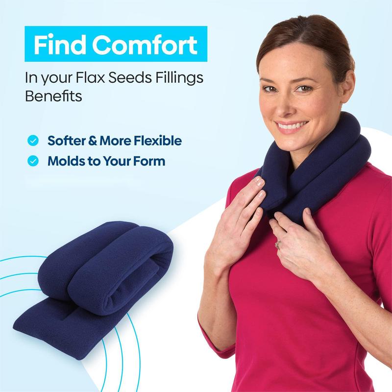 Microwave Portable Heating Pad, Softer & More Flexible, Molds to Your Form, Human-grade Flax Seeds, Fits Perfectly Around Neck, Microwavable Moist Heated Neck And Shoulder Wrap