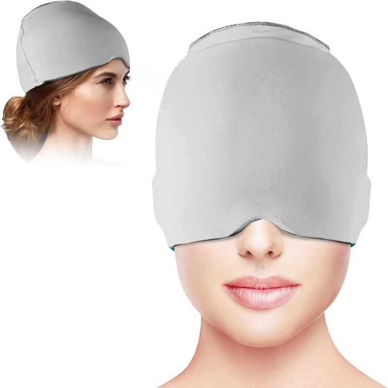 Headache Cap Hats, Wearable Headache Migraine Relief Cap for Tension Headache Migraine Relief, One Size Fits All Ice Cap with Reusable Ice Gel Pack for Puffy Eyes, Sinus & Stress Relief