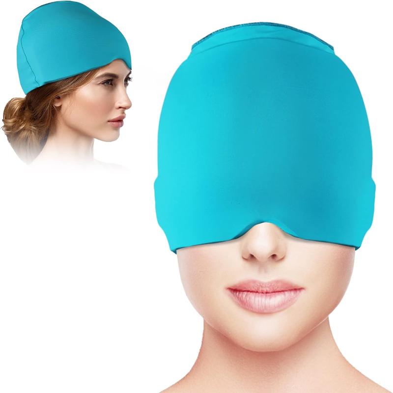 Headache Cap Hats, Wearable Headache Migraine Relief Cap for Tension Headache Migraine Relief, One Size Fits All Ice Cap with Reusable Ice Gel Pack for Puffy Eyes, Sinus & Stress Relief