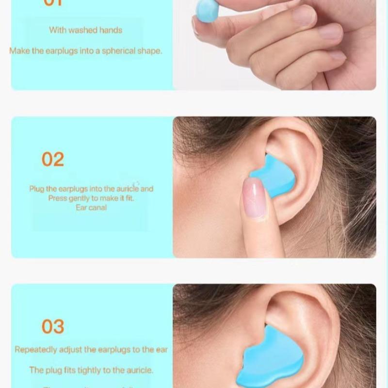 Reusable Silicone Earplug, 1 Set Noise Reduction Earplug, Soft Elastic Multi-functional Earplug Set