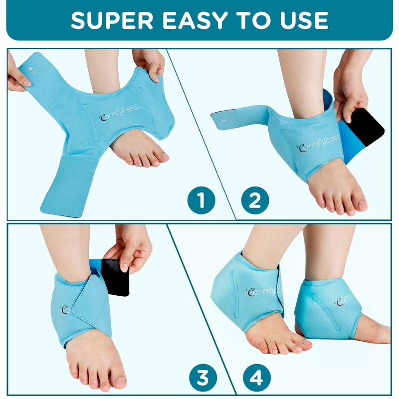 Wrist Ice Pack Wrap (2 packs) & Ankle Ice Pack Wrap (2 packs), Gel ice Packs for ankle wrist