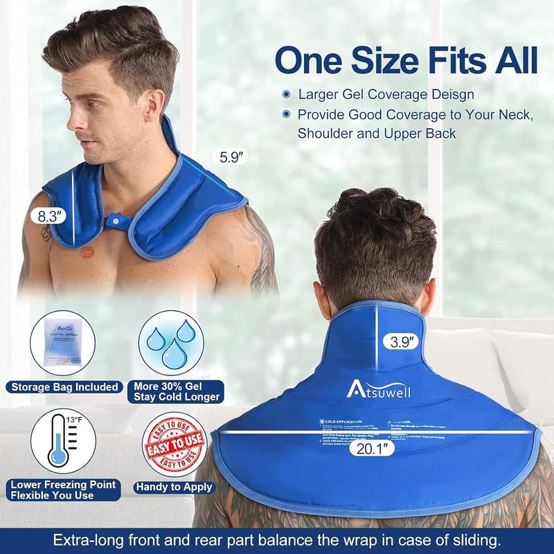 Ice Pack for Neck and Shoulders Cold Compress Therapy Shoulder Ice Packs for Injuries Reusable Gel, Large Upper Back Cold Pack Wrap for Swelling, Bruises, Sprain, Surgery