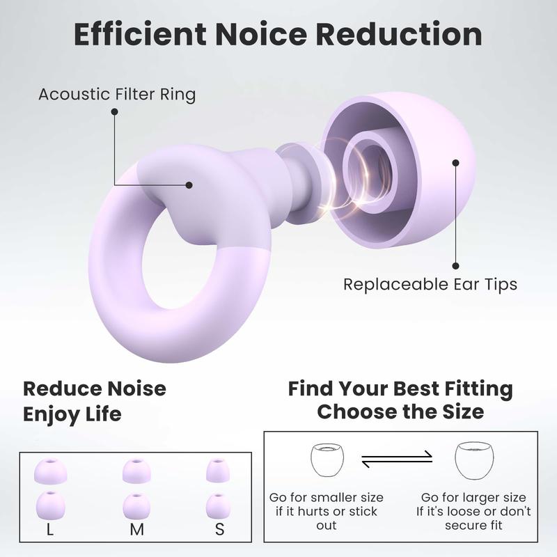 Trending! Earplugs Sleeping - Soft Silicone Earplugs for Noise Reduction! With 7 Pairs Ear Tips & Connection Cord. These Reusable Earplugs Offer Hearing Protection, Ideal for Sleeping, Concerts, Work & Sound Reduction.