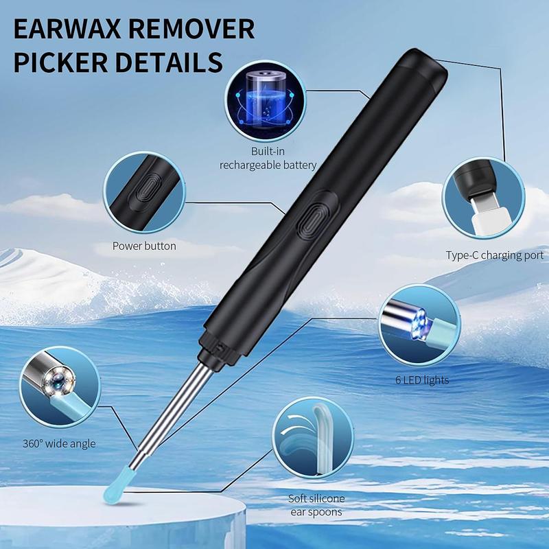 Intelligent Visual Ear Wax Removal Tool, 1 Box Rechargeable Ear Cleaner with HD Camera, Ear Wax Removal Kit for Home Use