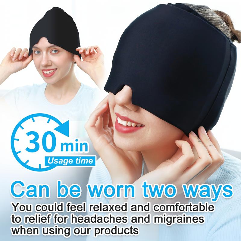 Gel Headache Ice Cap for Migraine Relief - Stretchable Head Cover with Hot & Cold Therapy - Fragrance-Free, Effective for Tension & Fatigue Relie