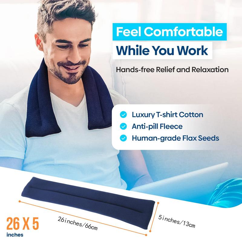 Microwave Portable Heating Pad, Softer & More Flexible, Molds to Your Form, Human-grade Flax Seeds, Fits Perfectly Around Neck, Microwavable Moist Heated Neck And Shoulder Wrap