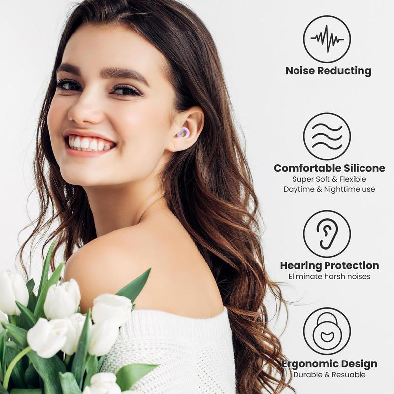 Trending! Earplugs Sleeping - Soft Silicone Earplugs for Noise Reduction! With 7 Pairs Ear Tips & Connection Cord. These Reusable Earplugs Offer Hearing Protection, Ideal for Sleeping, Concerts, Work & Sound Reduction.