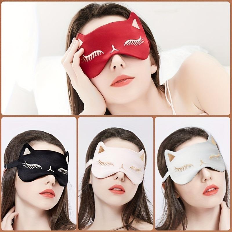 Cute Cartoon Design Sleep Eye Mask, 5pcs set Breathable Vintage Style Silk Eye Mask with Adjustable Strap, Blackout Eye Cover for Sleeping Comfortably