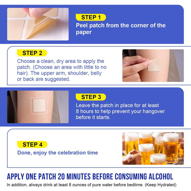 Party Recovery Patch, 60pcs box Wake Up Patch, Hangover Stickers, Strong and Skin-friendly Adhesive Patch, Easy To Carry, for Men and Women