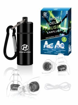 Hearprotek HP16 2 Pairs High Fidelity Concert Ear Plugs, Silicone Reusable Noise Reduction Musicians Earplugs,Hearing Protection for Loud Music,Concerts,Rave,Festival,DJ’s,Nightclub,Party (23dB & 26dB) high fidelity noise cancellation noise reduction