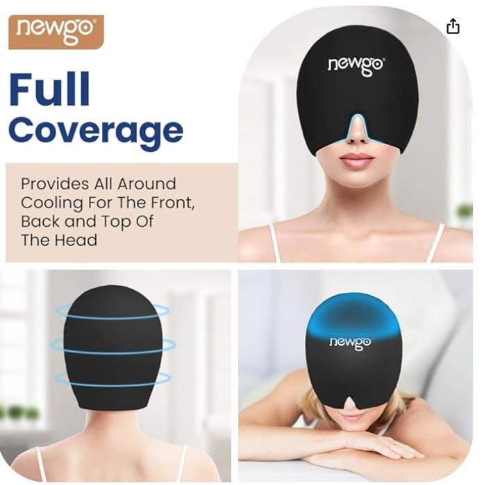 Migraine Relief Cap Headaches Ice Cap with Top Coverage, Headache Ice Pack Migraine Mask Gel Cap for for Tension, Stress & Soothing