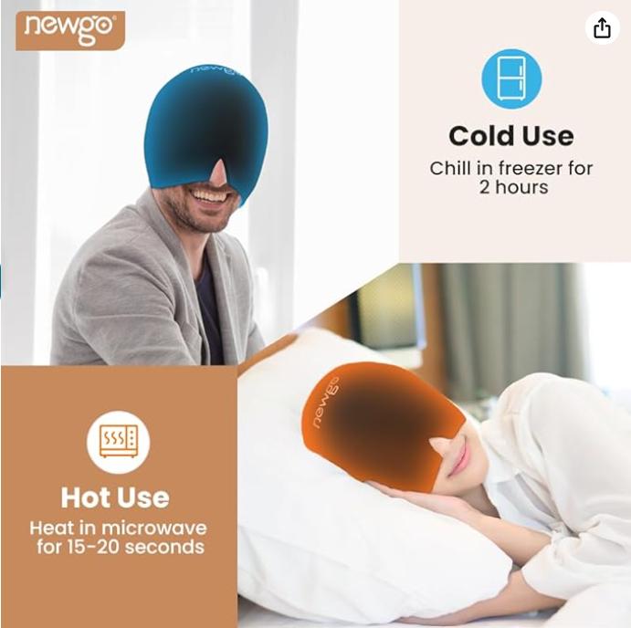 Migraine Relief Cap Headaches Ice Cap with Top Coverage, Headache Ice Pack Migraine Mask Gel Cap for for Tension, Stress & Soothing