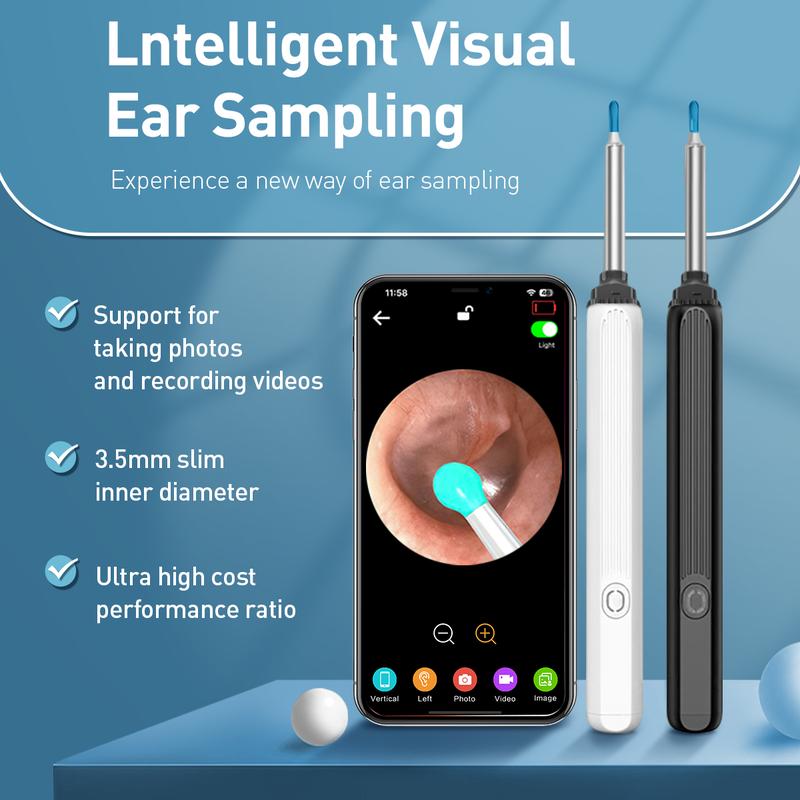 Ear Wax Removal Kit with Camera and Light, 360° Wide Angle Ear Cleaning Tool with 6 Ear Spoon And 8 Ear Picks Set for iPhone & Android Phones