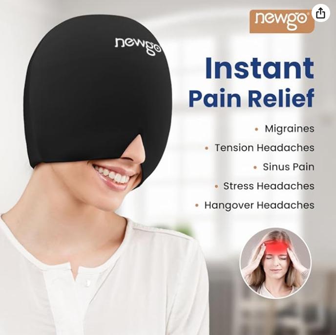 Migraine Relief Cap Headaches Ice Cap with Top Coverage, Headache Ice Pack Migraine Mask Gel Cap for for Tension, Stress & Soothing