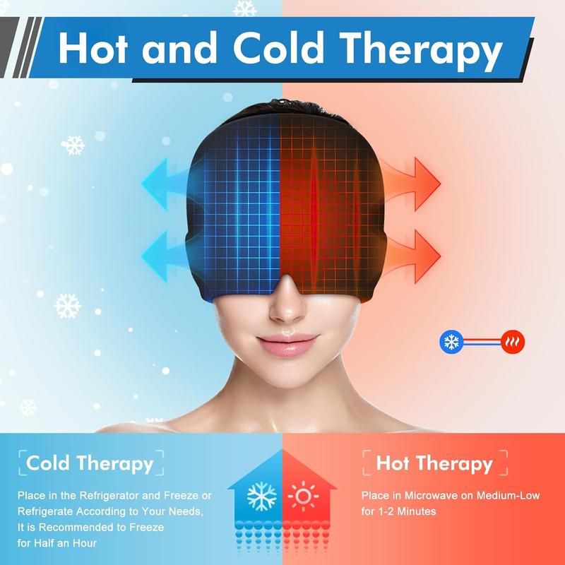 Cold Compress Eye Mask, Gel Covered Reusable Headache Eye Relief Cap, Migraine Relief Cap, Eye Care Mask for Home & Travel, Christmas Gift